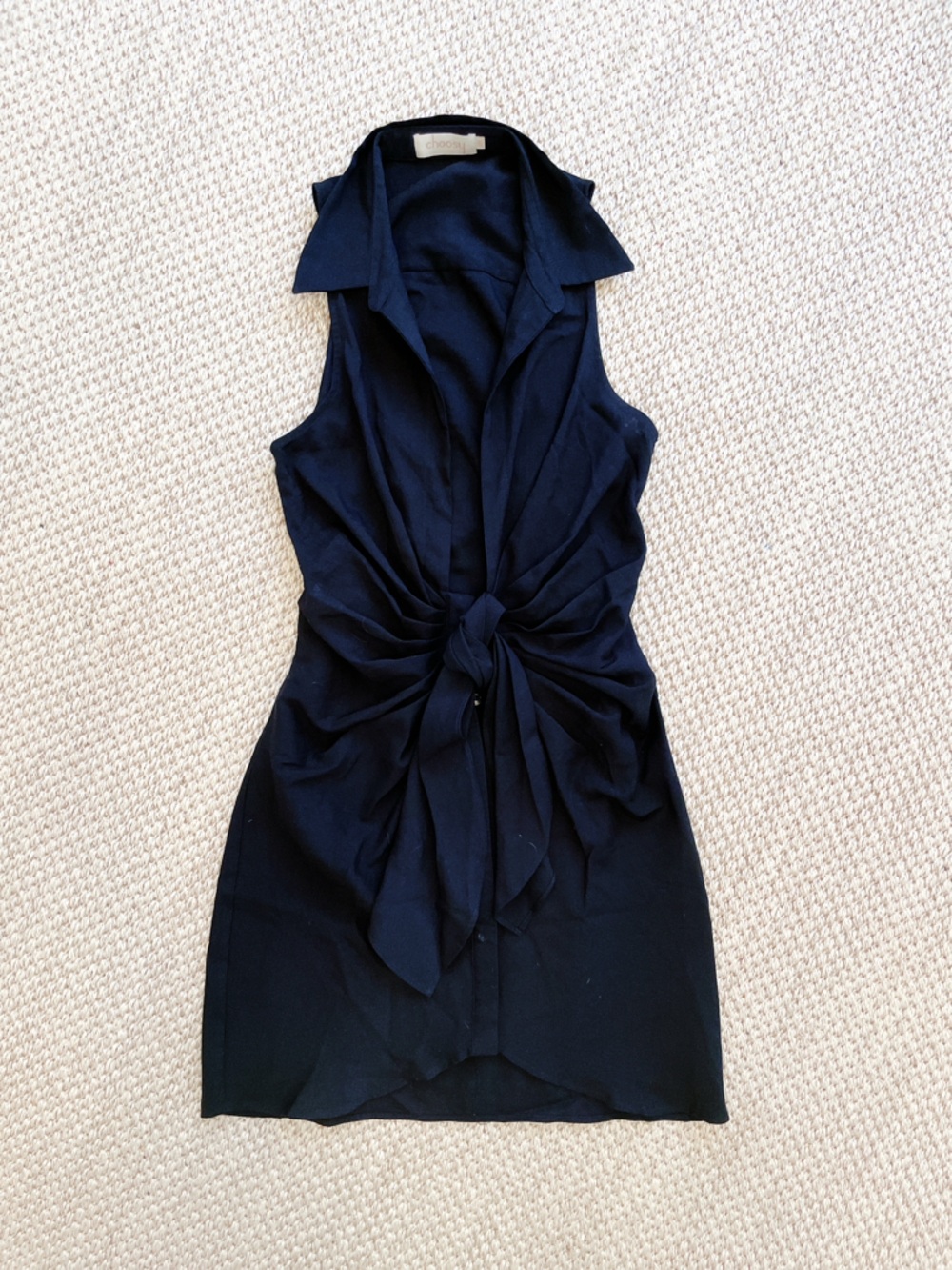 Choosy Crosby St Dress Plunging Neckline Tie Waist Women's Dress Black 6 - Picture 6 of 13